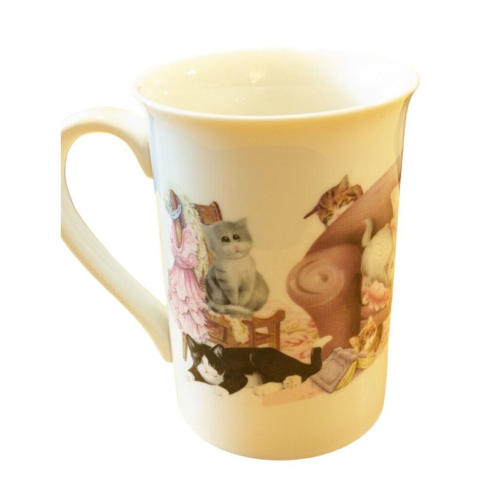 Summer River Cats Mug Cup On Couch Lounging Playful Kittens Pastel Colors Cute - Picture 3 of 8